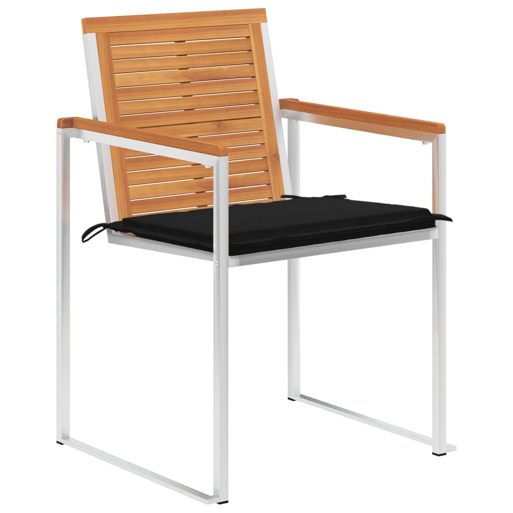Chaises de jardin lot de 6 avec coussins Bois d'acacia solide