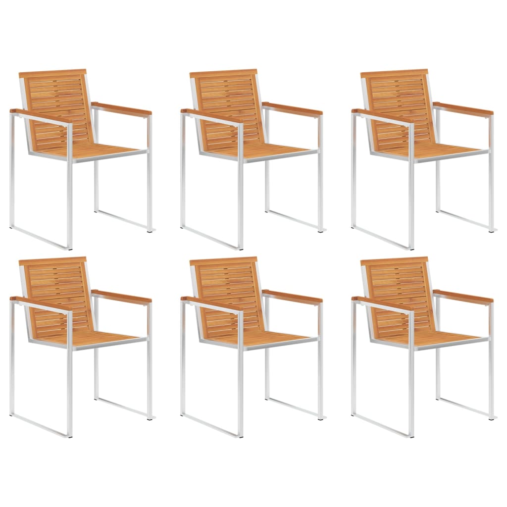 Chaises de jardin lot de 6 avec coussins Bois d'acacia solide