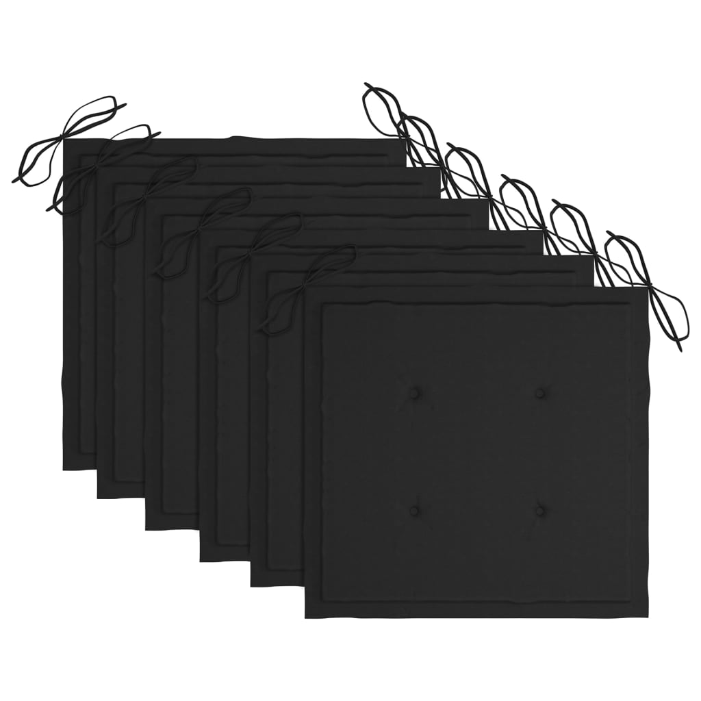 Chaises de jardin lot de 6 avec coussins Bois d'acacia solide
