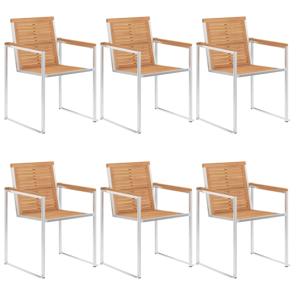 Chaises de jardin lot de 6 avec coussins Bois de teck massif