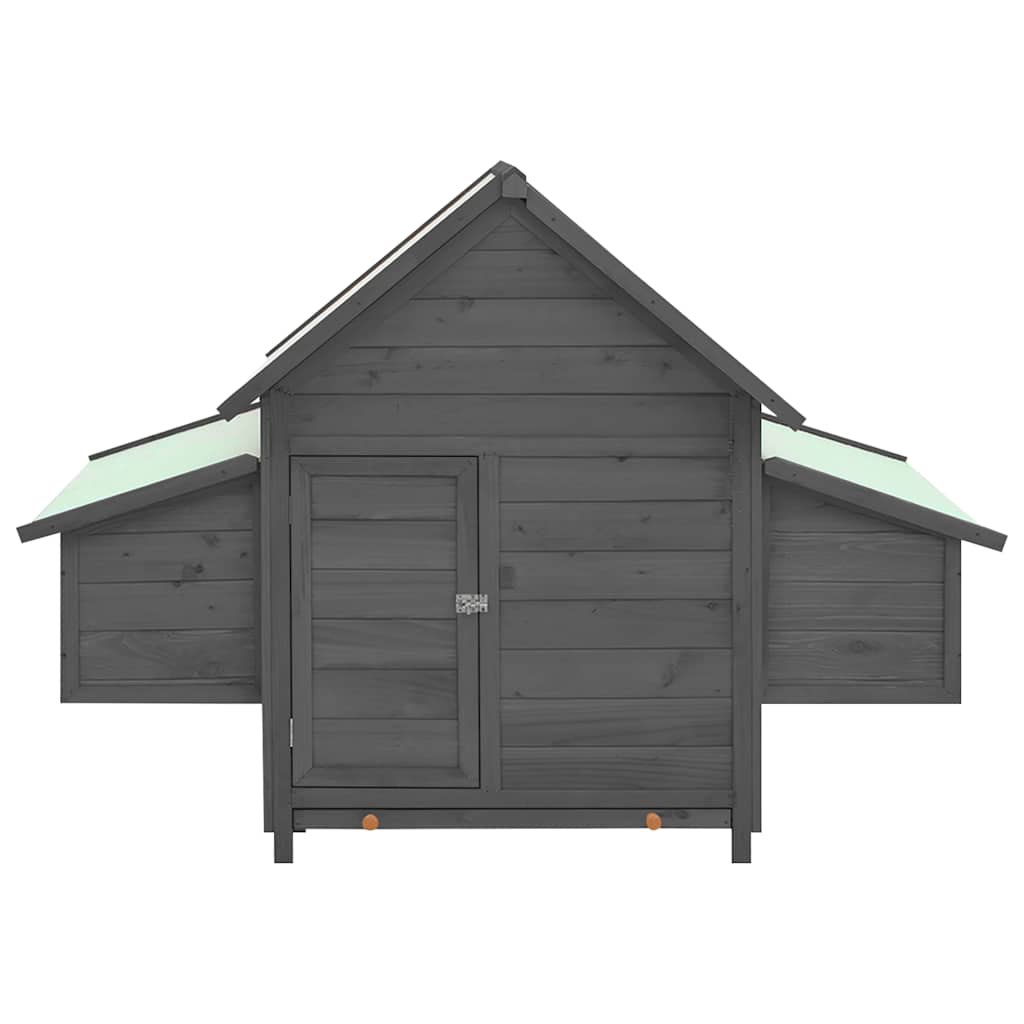 Poulailler Gris et blanc 150x96x110 cm Bois de sapin massif