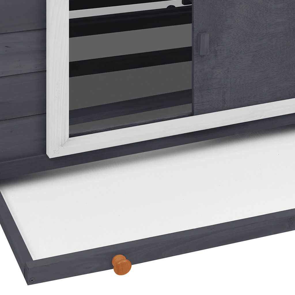 Poulailler Gris et blanc 150x96x110 cm Bois de sapin massif