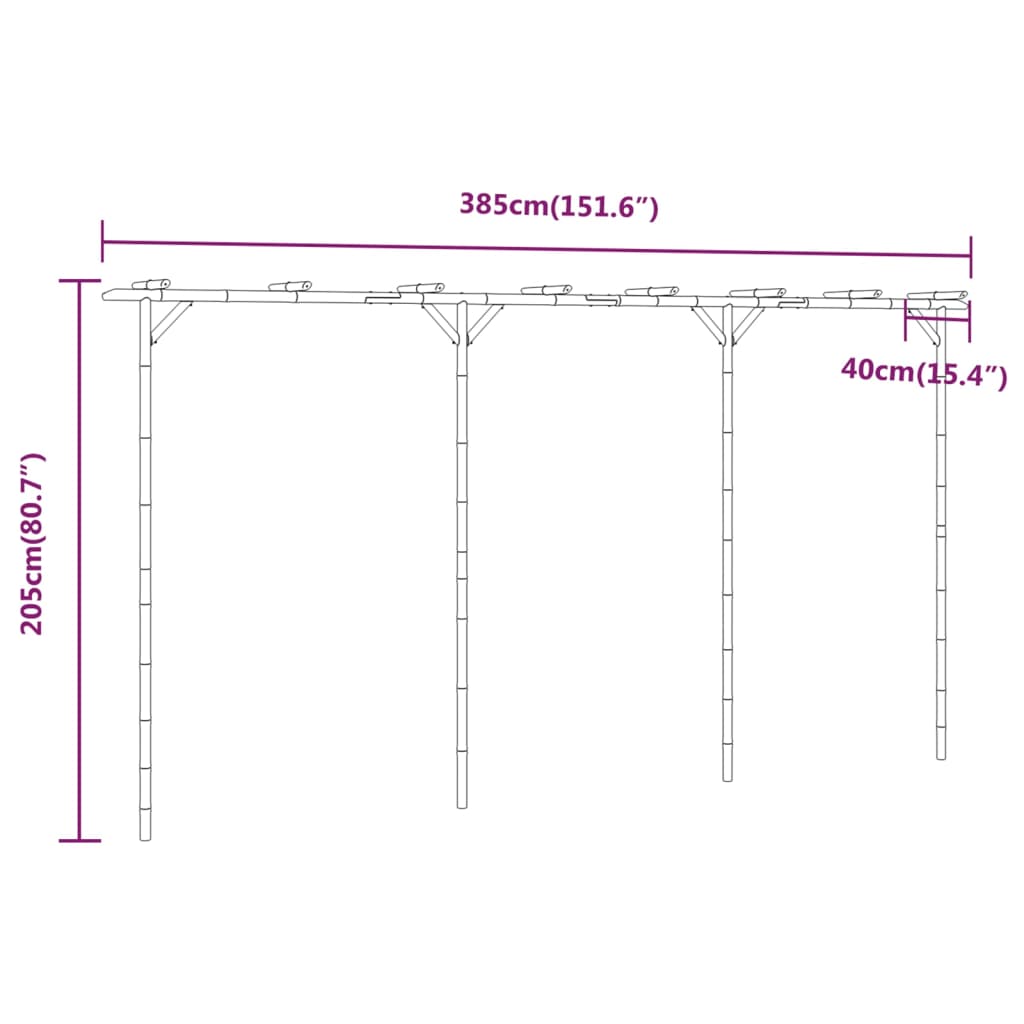 Pergola Bambou 385x40x205 cm