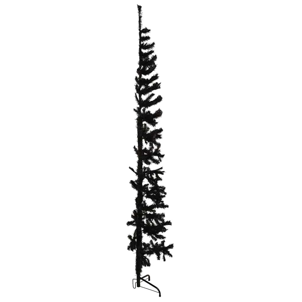 Demi sapin de Noël artificiel mince avec support Noir 210 cm