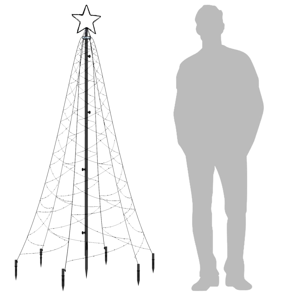 Sapin de Noël avec piquet Blanc froid 200 LED 180 cm