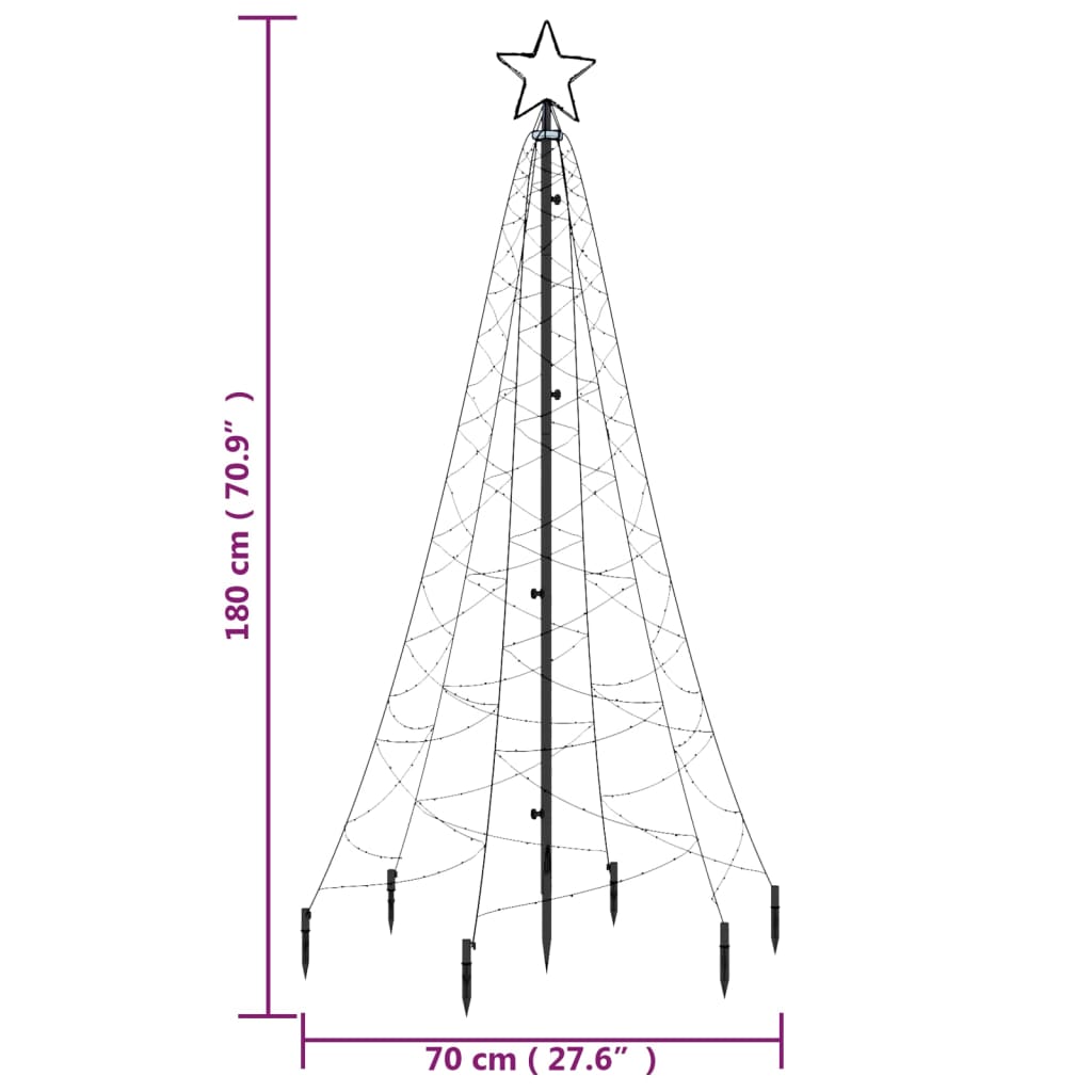 Sapin de Noël avec piquet Blanc froid 200 LED 180 cm