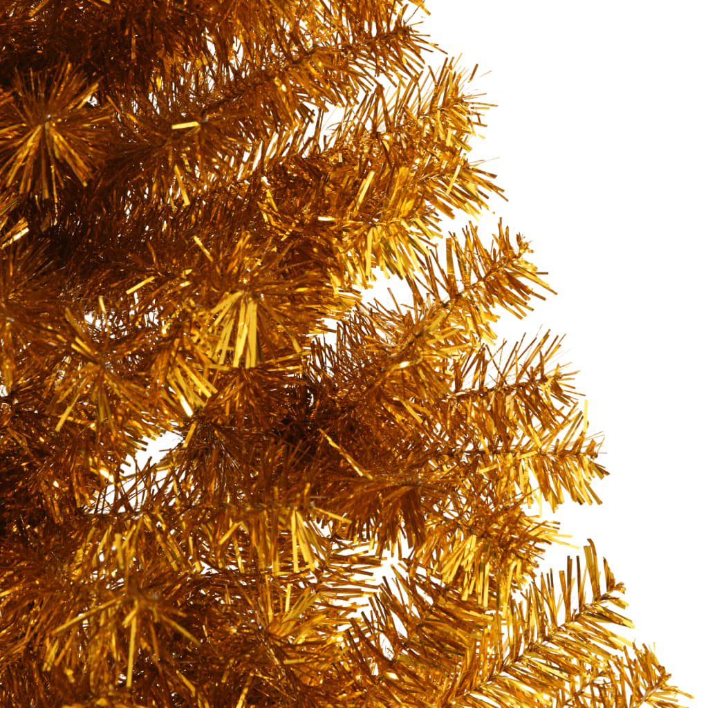 Demi sapin de Noël artificiel avec support doré 210 cm PET