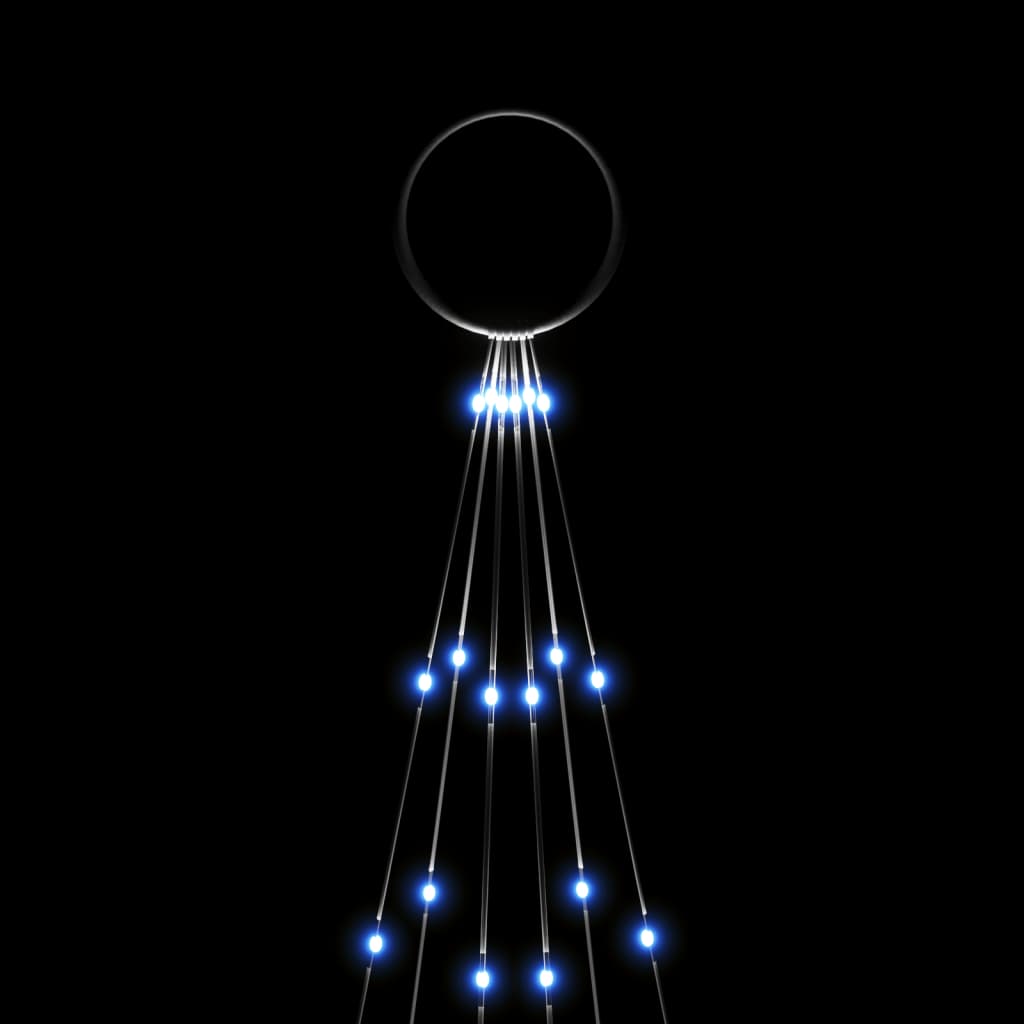 Sapin de Noël sur mât de drapeau 108 LED Bleues 180 cm