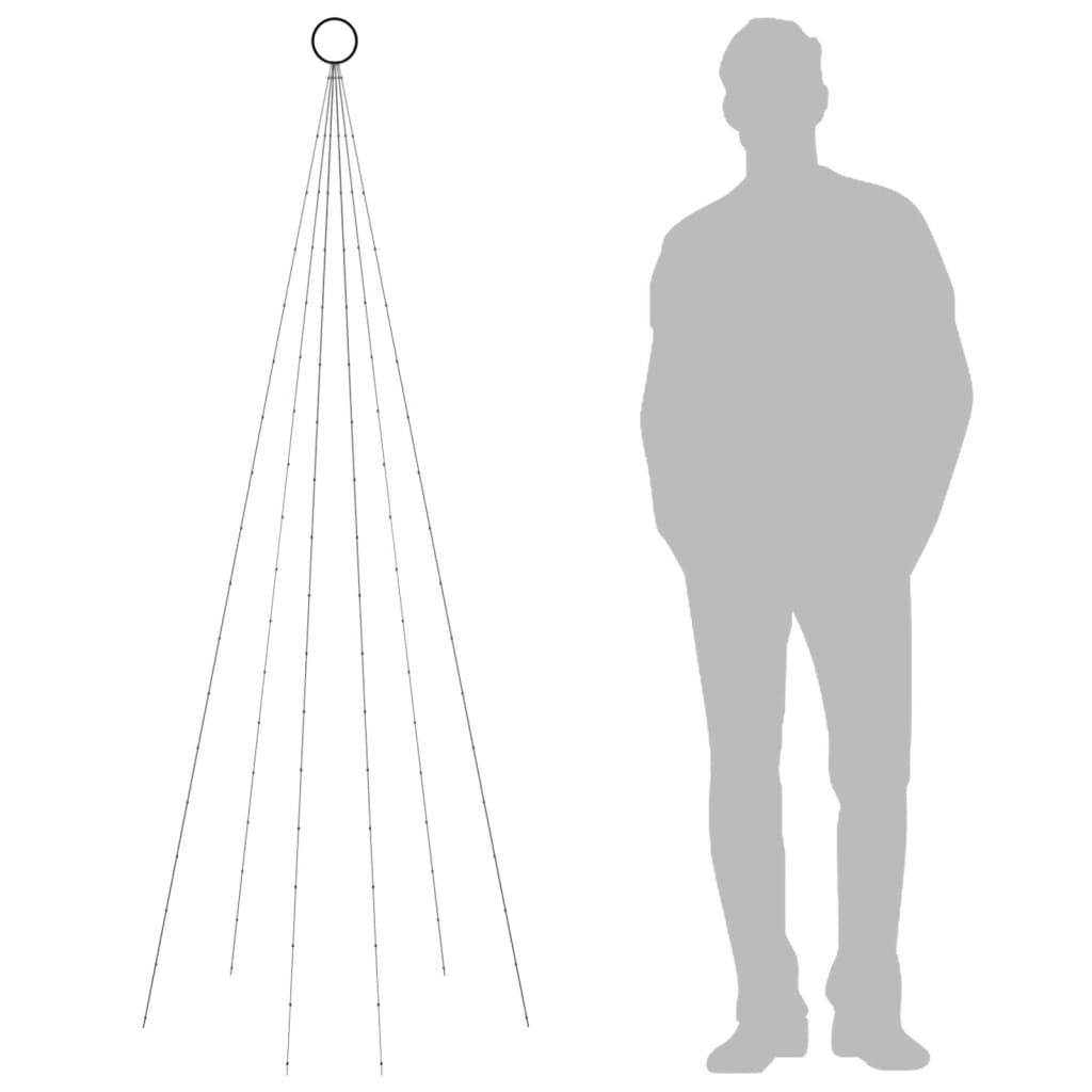 Sapin de Noël sur mât de drapeau 108 LED Bleues 180 cm