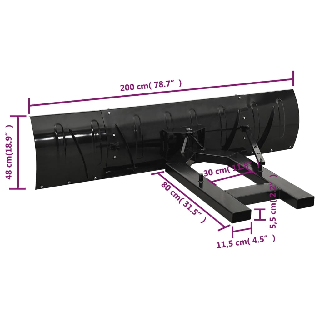 Chasse-neige pour chariot élévateur 200x48 cm Noir