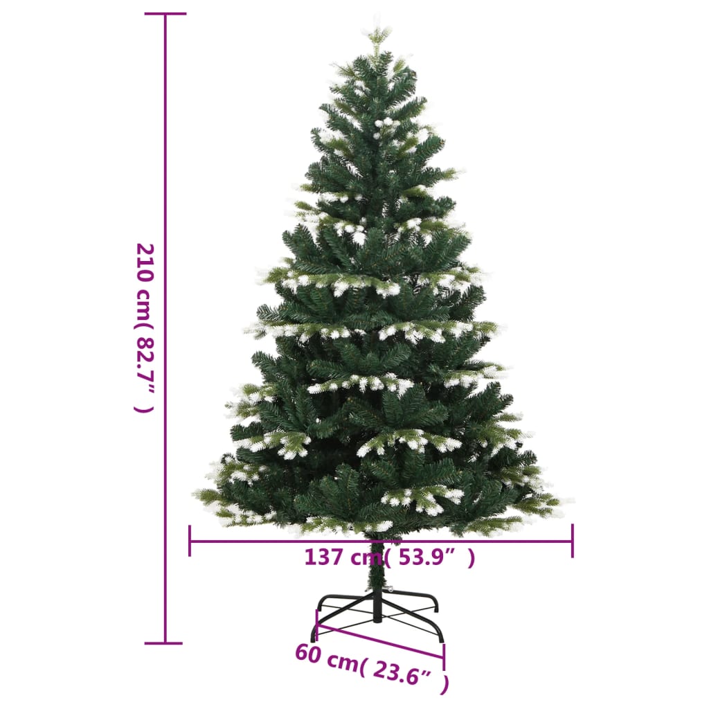 Sapin de Noël artificiel à charnières avec neige floquée 210 cm