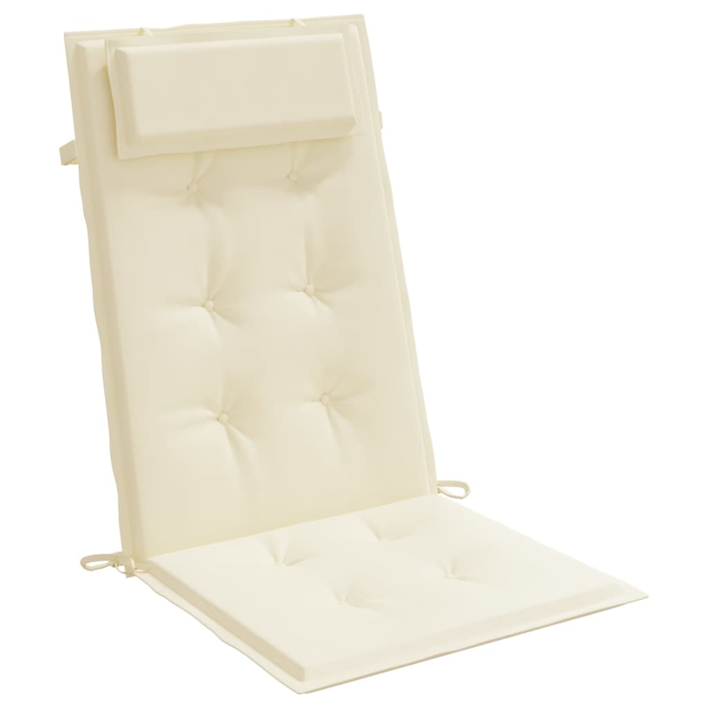 Coussins de chaise à dossier haut lot de 4 crème tissu oxford