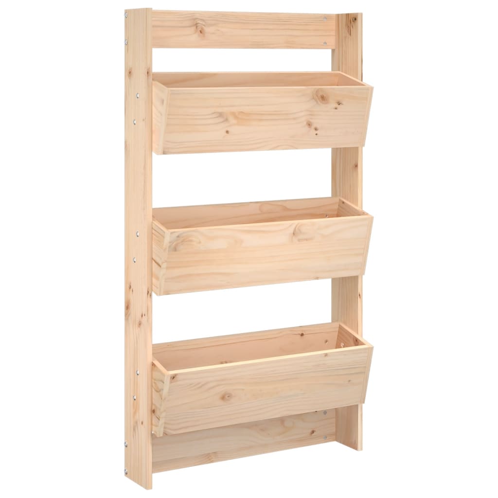Jardinière murale 3 niveaux 60x18,5x110 cm bois de pin massif