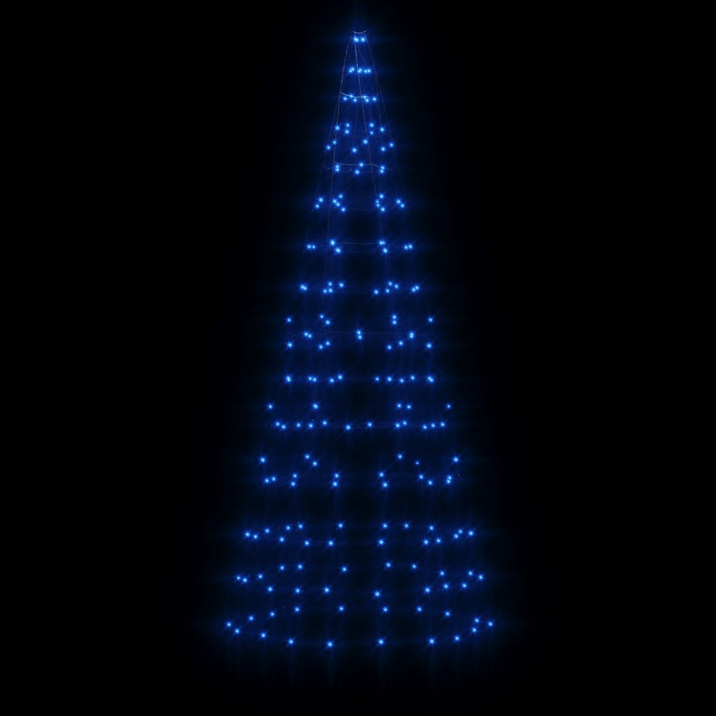 Sapin de Noël à LED sur mât de drapeau 200 LED bleu 180 cm