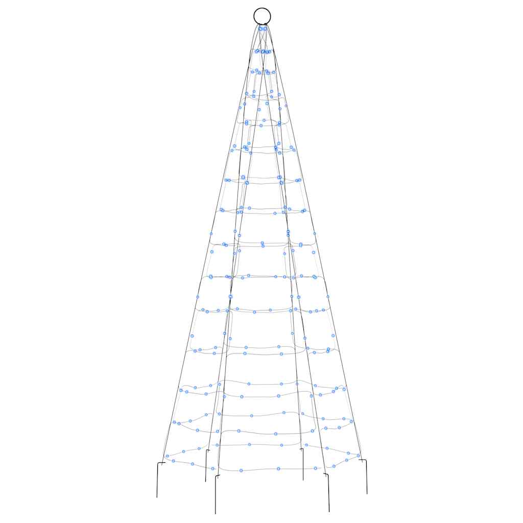 Sapin de Noël à LED sur mât de drapeau 200 LED bleu 180 cm