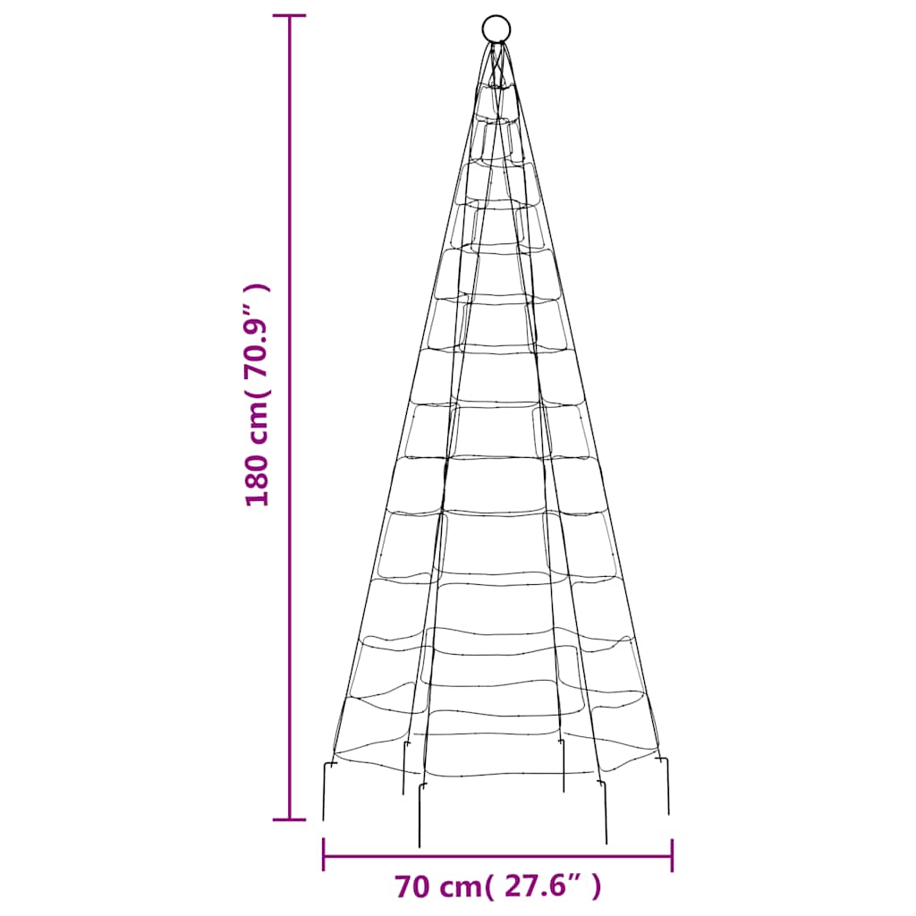Sapin de Noël à LED sur mât de drapeau 200 LED bleu 180 cm