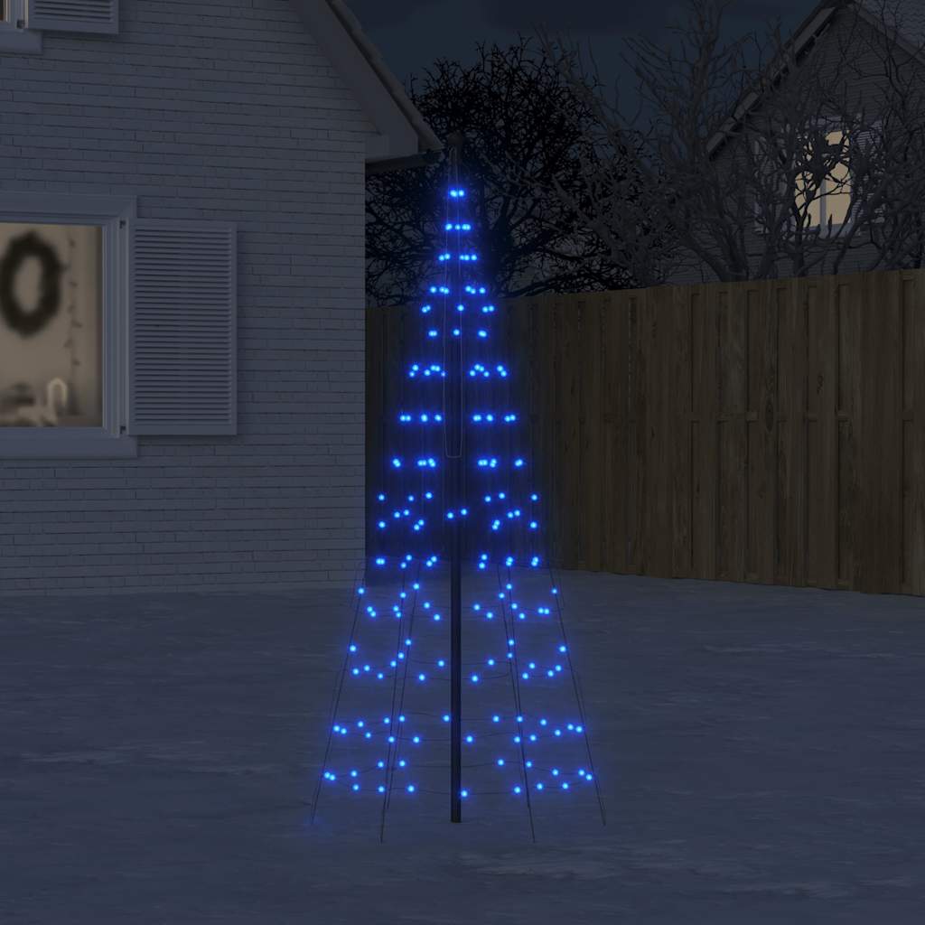 Sapin de Noël à LED sur mât de drapeau 200 LED bleu 180 cm