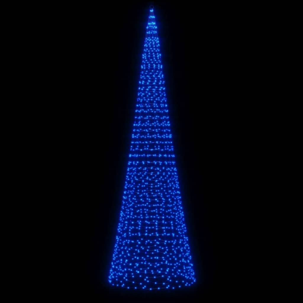 Sapin de Noël à LED sur mât de drapeau 1534 LED bleu 500 cm