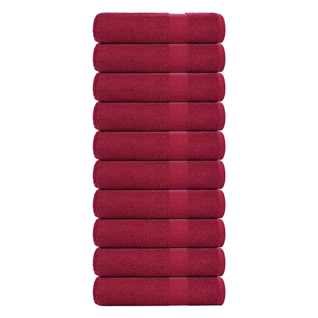 Essuie-mains 10 pcs bordeaux 50x100 cm 360 g/m² 100% coton