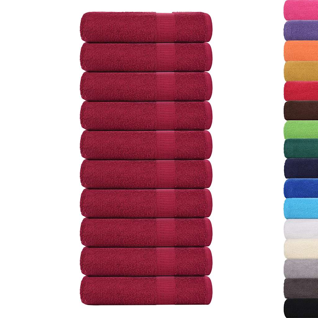 Essuie-mains 10 pcs bordeaux 50x100 cm 360 g/m² 100% coton