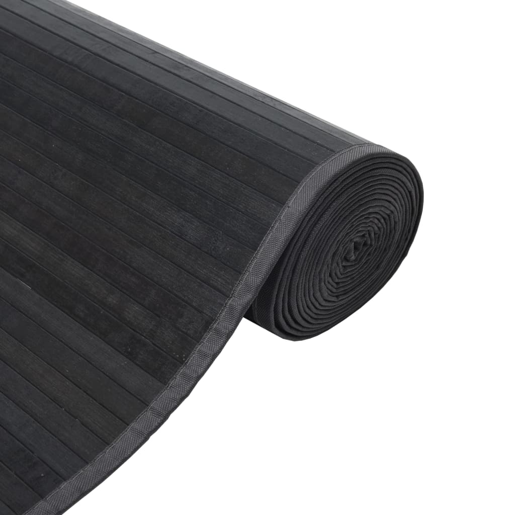 Tapis rectangulaire gris 100x200 cm bambou