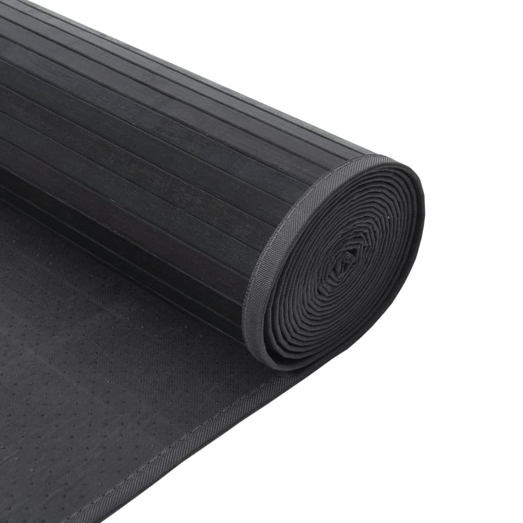 Tapis rectangulaire gris 100x200 cm bambou