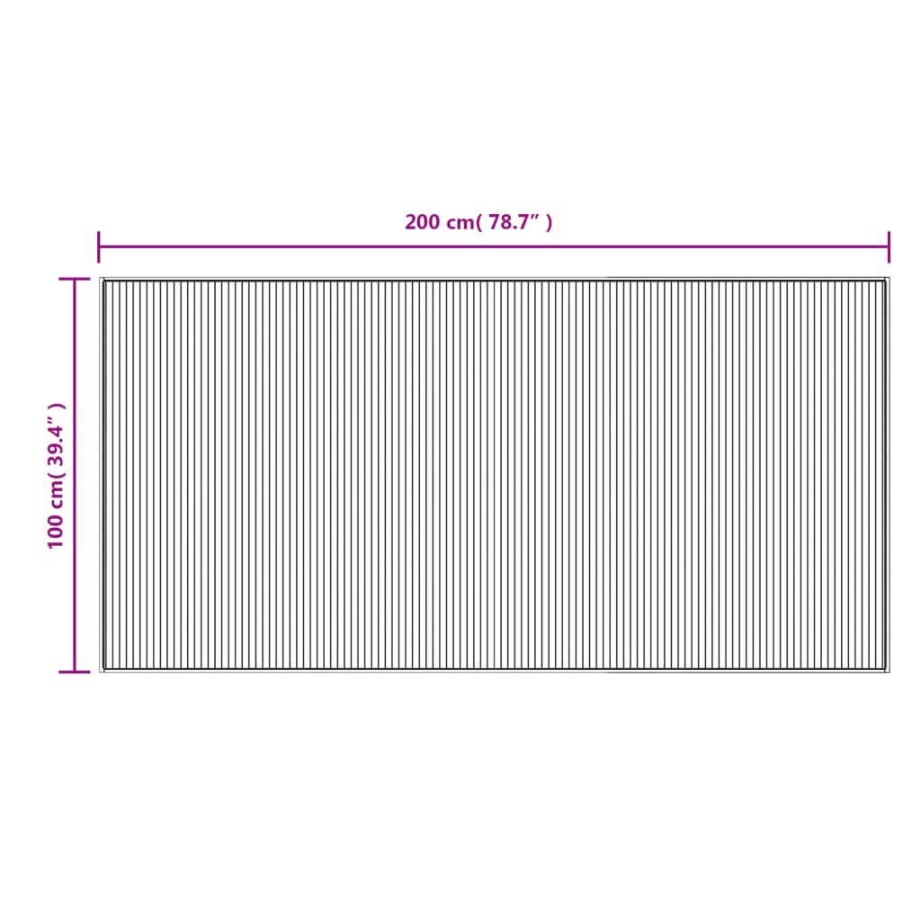 Tapis rectangulaire gris 100x200 cm bambou