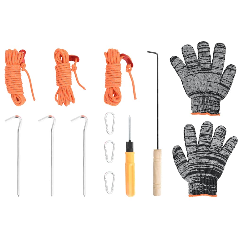 Poêle à bois de tente et cheminée et pieds pliables noir acier