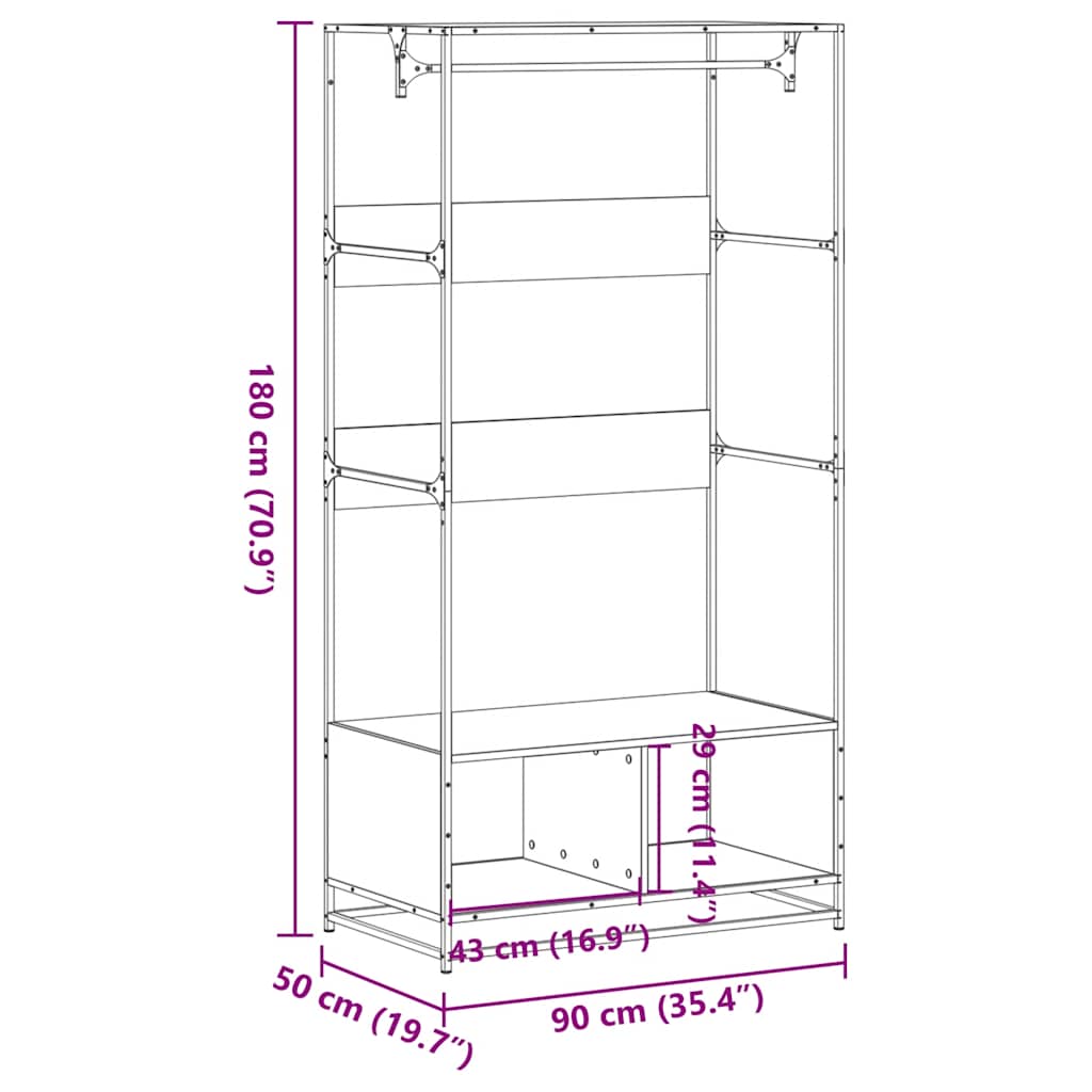 Armoire chêne sonoma 90x50x180 cm bois d'ingénierie