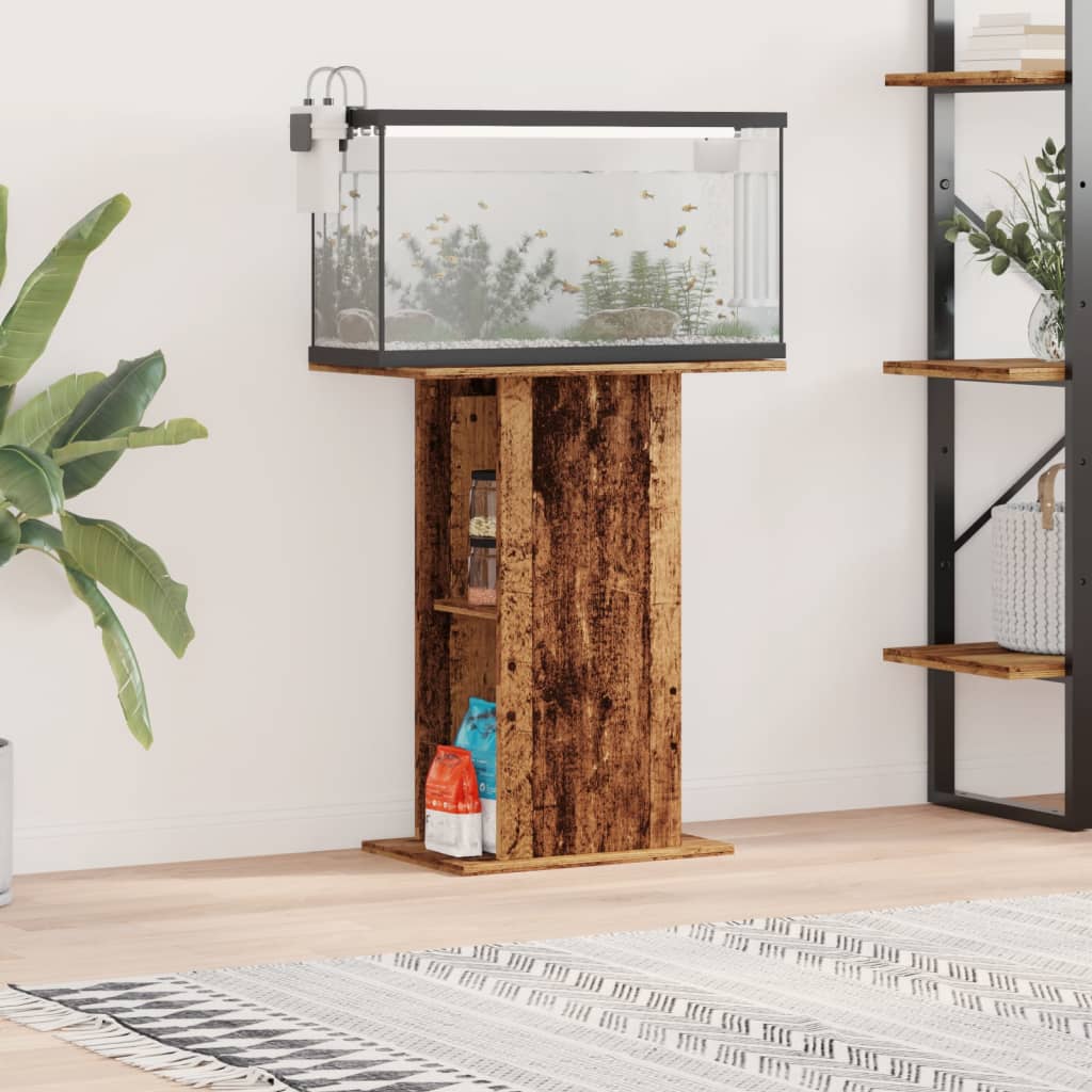 Support d'aquarium vieux bois 36x60,5x72,5 cm bois d'ingénierie