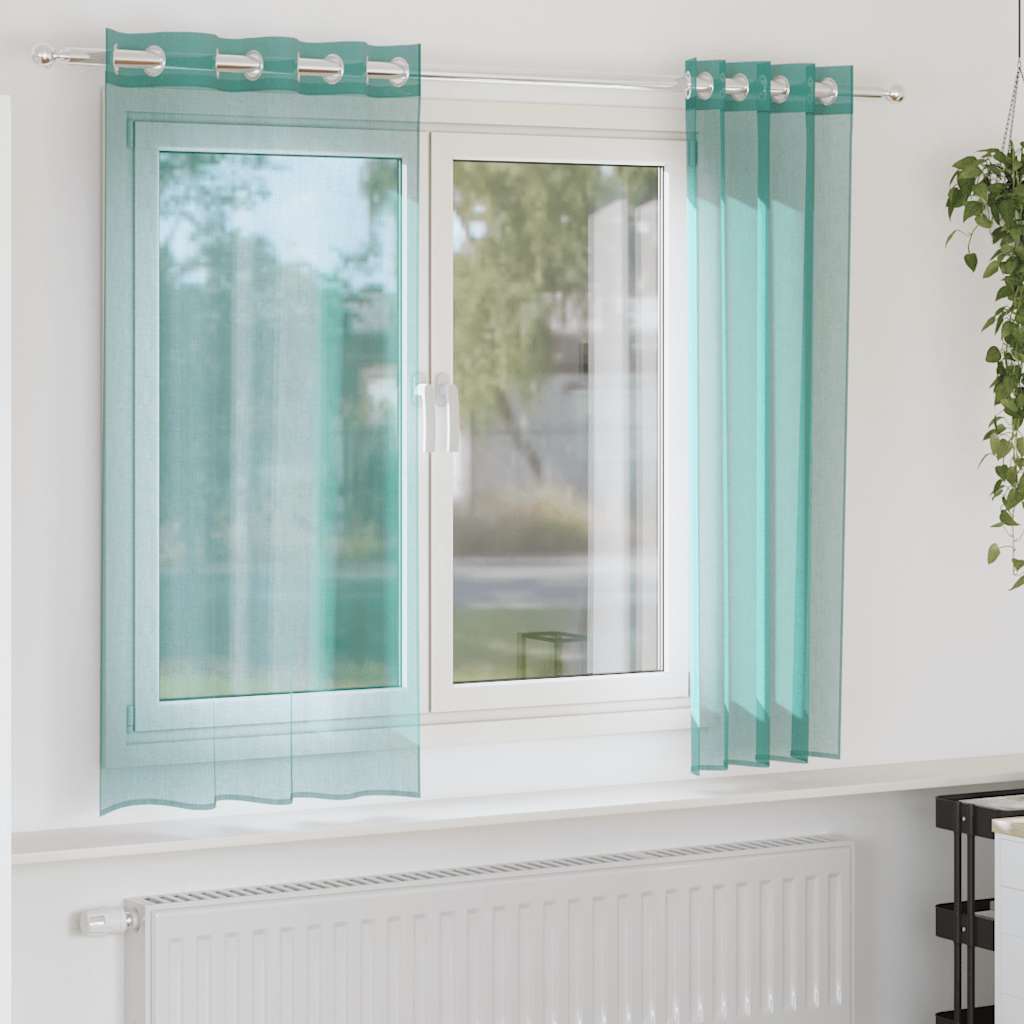 Rideaux en voile avec œillets 2 pcs turquoise