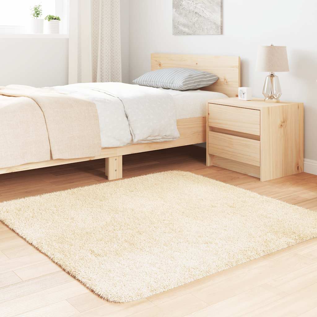 Tapis shaggy à poils longs NAVARRA crème 120x120 cm polyester