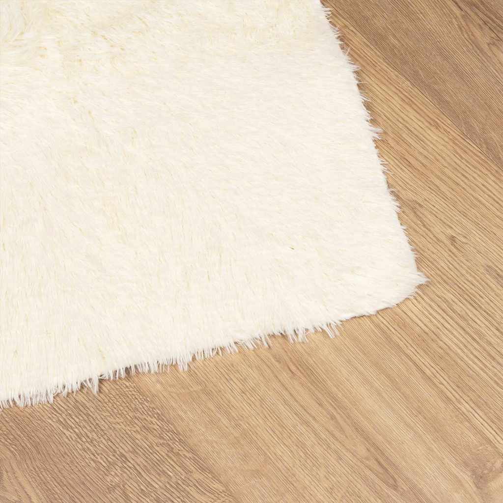 Tapis shaggy à poils longs NAVARRA crème 120x120 cm polyester
