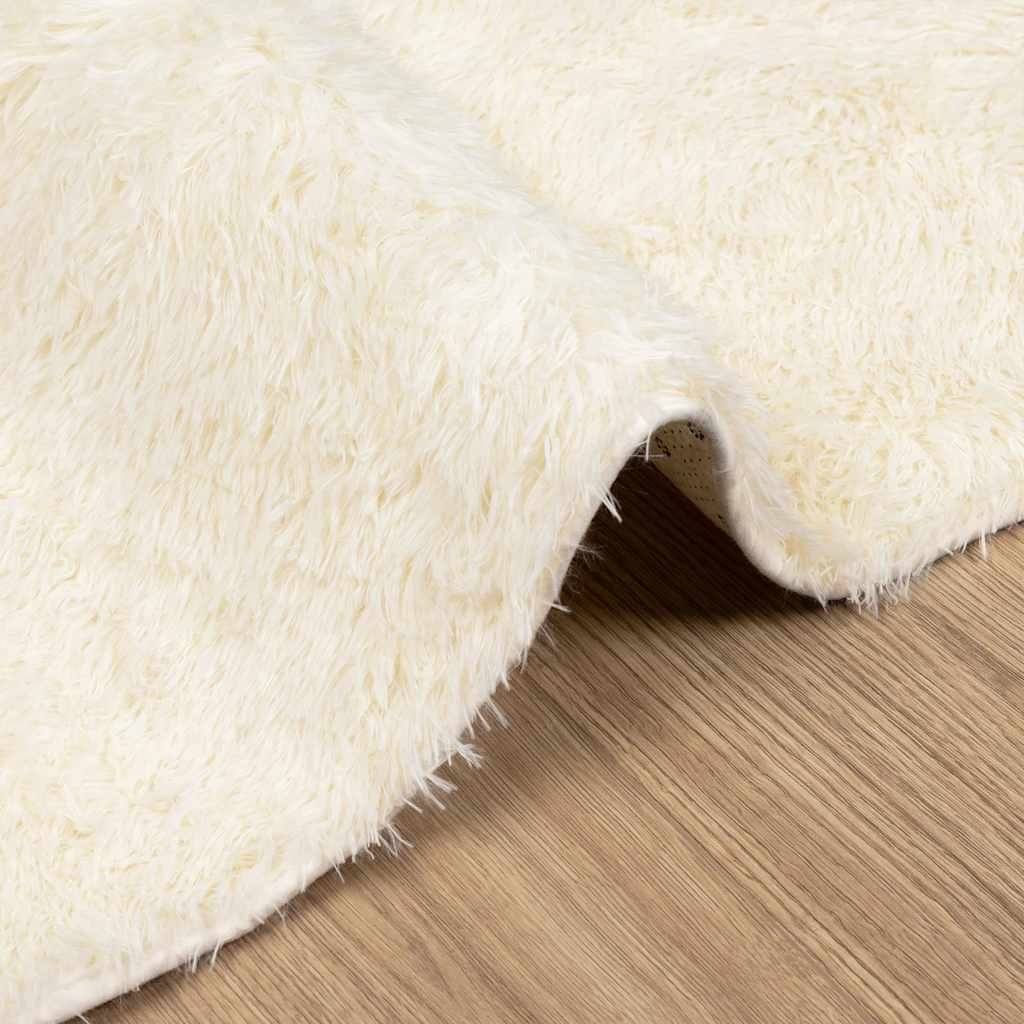 Tapis shaggy à poils longs NAVARRA crème 120x120 cm polyester