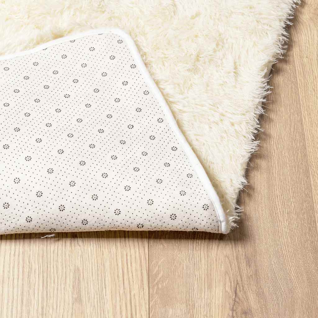 Tapis shaggy à poils longs NAVARRA crème 120x120 cm polyester