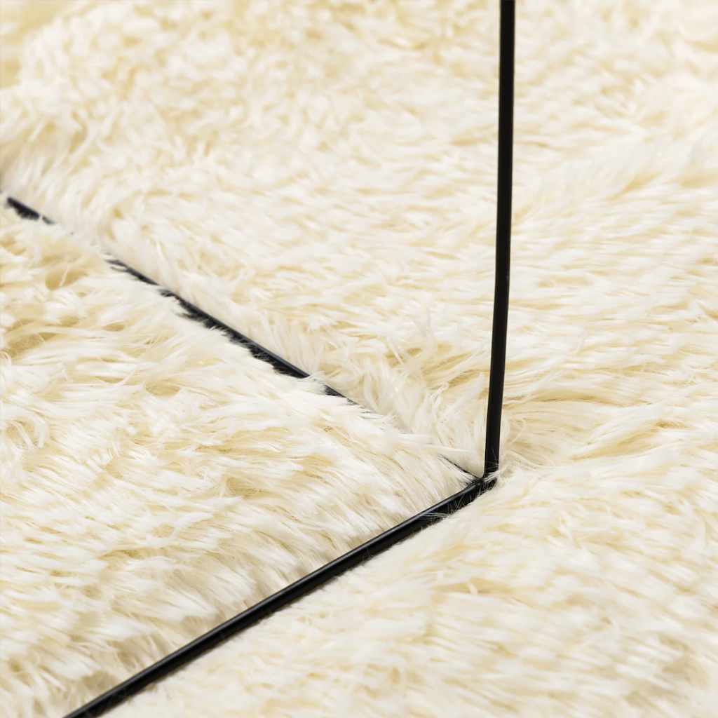 Tapis shaggy à poils longs NAVARRA crème 120x120 cm polyester