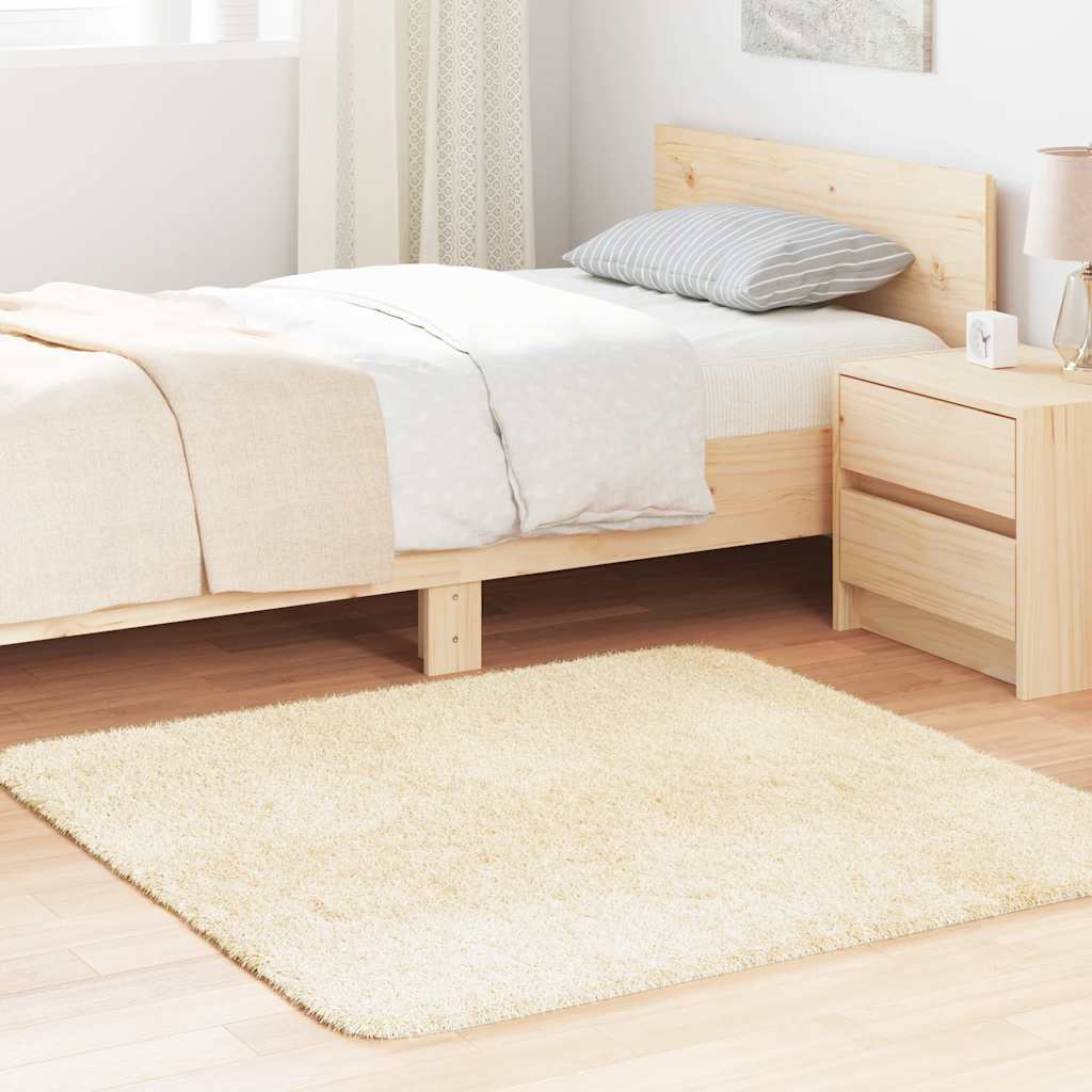 Tapis shaggy à poils longs NAVARRA crème 120x120 cm polyester