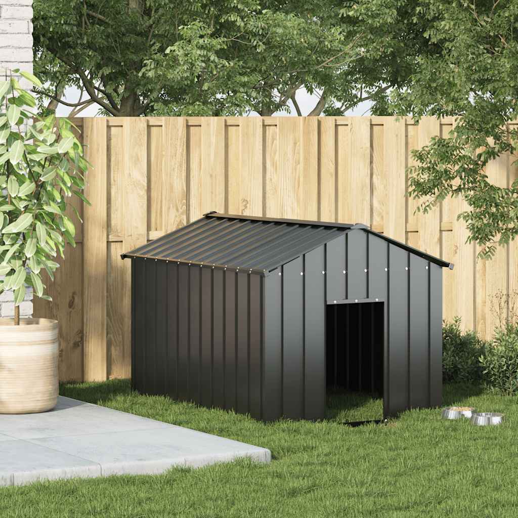 Niche pour chien avec toit noir 113x153x101 cm acier galvanisé