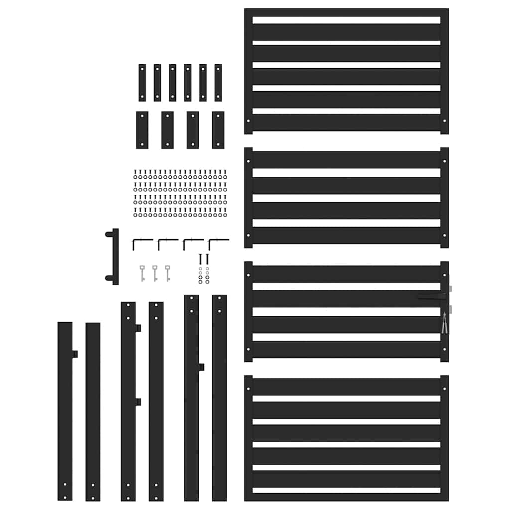 Portail de jardin verrouillable noir 100x180 cm aluminium