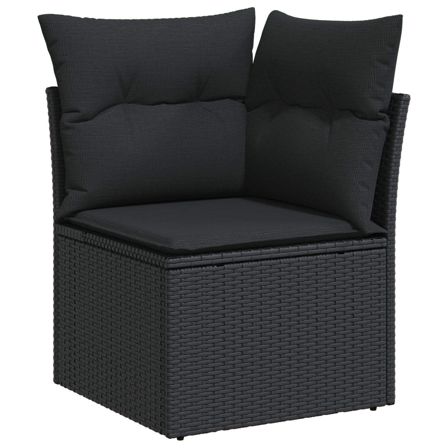 Canapé de jardin 10 pièces avec coussins Noir Polyrotin Acacia