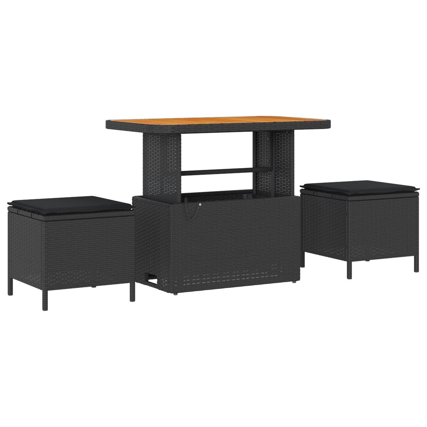 Canapé de jardin 10 pièces avec coussins Noir Polyrotin Acacia
