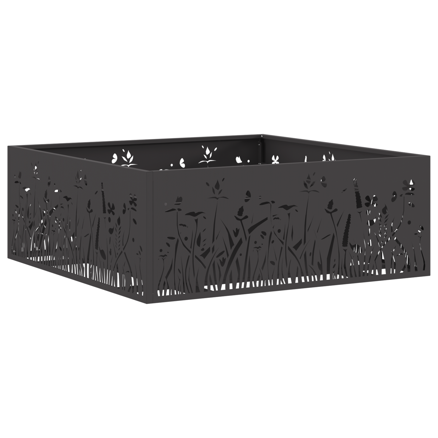 brasero carré vidaXL noir 80x80x30 cm en acier