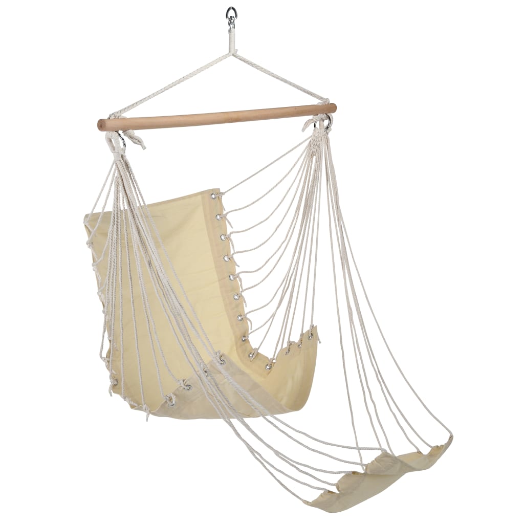 Chaise hamac avec repose-pieds Beige Toile de coton