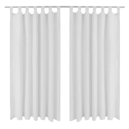 2 pcs Rideau à Passant Micro Satin Blanc 140 x 175 cm
