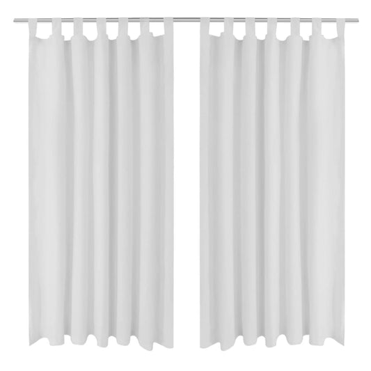 2 pcs Rideau à Passant Micro Satin Blanc 140 x 245 cm