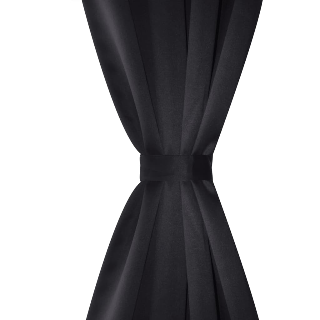 2 pcs Rideau Blackout Occultant Noir avec Œillets en métal 135x245cm