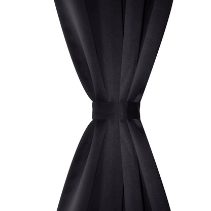 2 pcs Rideau Blackout Occultant Noir avec Œillets en métal 135x245cm