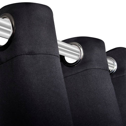 2 pcs Rideau Blackout Occultant Noir avec Œillets en métal 135x245cm