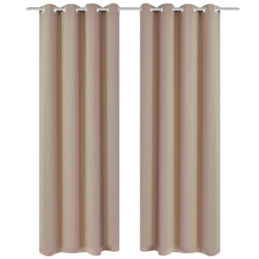 2 pcs Rideau Blackout Occultant Crème avec Œillets en métal 135x245cm