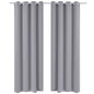 2 pcs Rideau Blackout Occultant Gris avec Œillets en métal 135x245cm